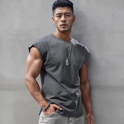 Summer New American Style Fitness Sports Vest Men's Sleeveless T-Shirt Pure Cotton Trendy Breathable Training Running Top