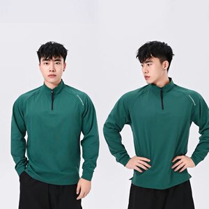 
Fitness sports top men's half-fly quick-drying elastic running half-zipper long-sleeved T-shirt American muscle training autumn