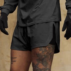 Men's Quick-Drying Double-Layered Shorts with Lining, American Style, Two-In-One Design for Running, Basketball, and Weightlifting Training