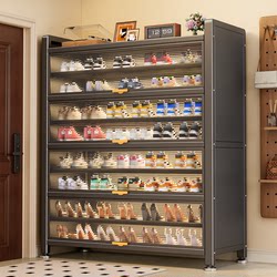 Steel Shoe Cabinet for Home Use, Wall-Mounted Integrated Multi-Layer Storage Cabinet, Large Capacity Indoor Entryway Dust-Proof Shoe Rack