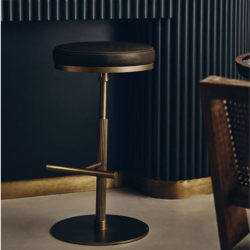Modern Minimalist Light Luxury Stainless Steel Metal Bar Chair for Bars, Cafes, Ktvs, Leather Bar Chair, Front Desk High Stool