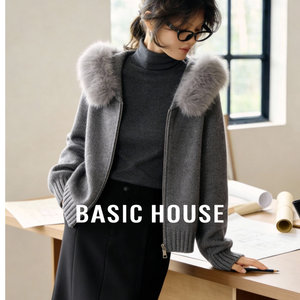 Baijiahao Fur Collar Hooded Knitted Sweater Jacket Women's Autumn and Winter 2025 New Gray Cardigan Warm and Versatile Top