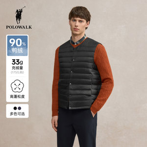 
POLOWALK men's rib down vest 2025 winter new business gentleman 90 duck down vest for men