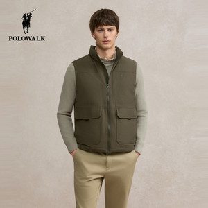 
POLOWALK men's down vest 2025 winter new simple workwear style stand collar down vest jacket for men