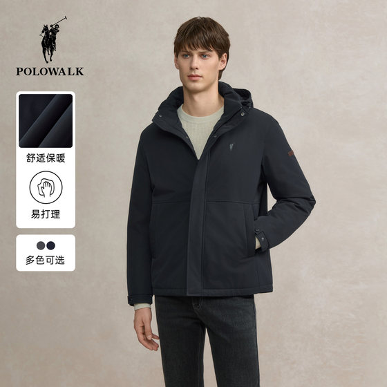 
POLOWALK Men's Jacket 2025 Winter New Product Light Business Commuting Thin Cotton Warm Hooded Jacket Men's Clothing