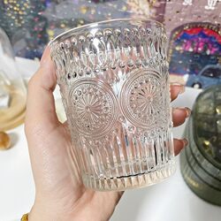 Scroll down for Details to Receive Discount. Nordic Style Retro Embossed Glass Cup, Round Beverage Cup, Juice Cup, Water Cup