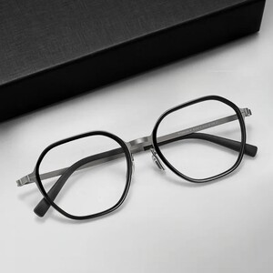 
2026 Linde 10g ultra-light polygonal frame men's business frame pure titanium 26012 retro myopia glasses
