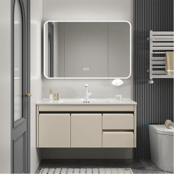 Stainless Steel Space Aluminum Bathroom Cabinet Combination Ceramic Integrated Basin Washbasin Bathroom Mirror Cabinet Washstand Washbasin