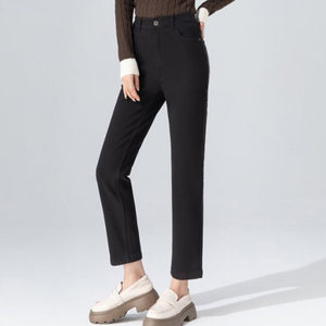 
Warm winter thick pants, fashionable cigarette pants, high waist, lazy style, small feet jeans, winter fleece trousers for women, fleece