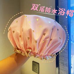 Shower Cap for Women, Waterproof, Double-Layered, Enlarged and Thickened, New Style Bathroom Cap, Adult Kitchen Anti-Oil Smoke Head Cover, Universal