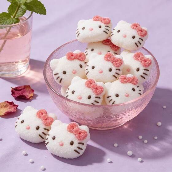 
Internet celebrity KT cat marshmallow baking cake decoration coffee high-looking cartoon animal shape cute candy snacks