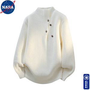
NASA sweater men's winter thickened warm knitted sweatshirt men's autumn and winter casual loose plus velvet inner bottoming shirt