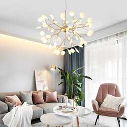 Nordic modern LED firefly chandelier personalized dining room living room lamps creative bedroom branches and leaves chandeliers