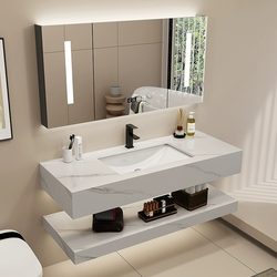 Double-Layer Waterproof Washbasin Bathroom Washbasin Washbasin Simple Slate Bathroom Cabinet Combination Bathroom Set
