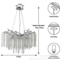 Light luxury crystal living room tassel chandelier sand aluminum simple new style French villa creative branch dining room bedroom