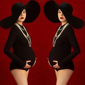
20 Photo Studio New Pregnant Women Private Photos Black Bag High Elastic Jumpsuit Photo Clothing Photo Clothes