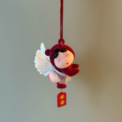 Strawberry Angel Butt Bear Car Pendant Creative Cartoon Car Decoration Rearview Mirror Hanging Ornament Gift for Friends