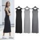 2024 new large-size sleeveless suspender dress summer A small fresh round neck mid-length black vest long skirt