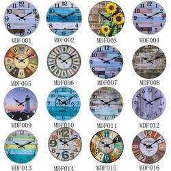 16inch New European-Style Simple Wooden Retro Wall Clock Silent Clock