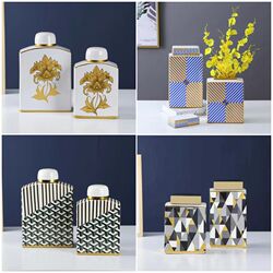 Modern light luxury style home living room TV cabinet coffee table entrance hall sample G board room ceramic storage jar decorative vase placement