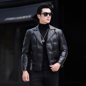 
Haining leather jacket men's autumn and winter genuine leather down jacket thickened windproof and warm 2025 new cotton jacket men's trendy brand