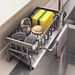 Kitchen Storage Rack, Draining Rack, Cloth Storage, Faucet, Sink, Dishwashing Sink Supplies Rack, Storage Organizer