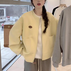 High-End Fashion Sweatshirt Cardigan Jacket for Women 2026 Spring New Style Loose Casual Versatile Baseball Jacket Top