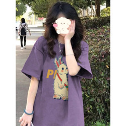 Pure Cotton Purple Short-Sleeved T-Shirt for Women 2025 New Popular Summer American-Style Loose Design Niche Half-Sleeve Top