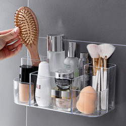 Wall-Mounted Cosmetics Storage Box for Home Use, Bathroom Punch-Free Organizer, Bathroom Compartmentalized Shelf