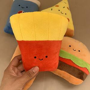 
Hamburger, fries, cola, chicken legs, stuffed toy, tossing doll, dog bites, cat, pet can't fall off