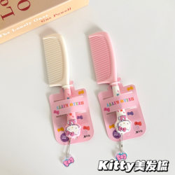 Sanrio Genuine Hello Kitty Cute Cartoon Comb for Girls, Portable Fine-Tooth Hair Comb for Long Hair and Ponytails