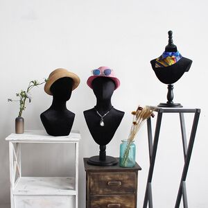 
Black velvet bag cloth head mold props shirt mold hat necklace scarf glasses display shelf window into column dummies