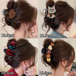 Cute and Adorable Bear Claw Clip for Women, 2025 New Style, High-End Shark Clip Hairpin, Back of the Head Hair Accessory, Updo Clip
