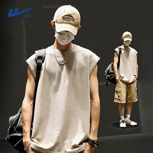 
Pull back sports vest men's summer American retro heavyweight cotton waistcoat showing muscles fitness training sleeveless t-shirt Y