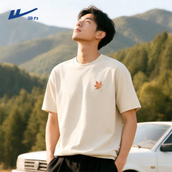 Pull-Back Short-Sleeved T-Shirt for Men, Summer 2026 New Design, Niche Maple Leaf Pattern, Heavyweight Pure Cotton Half-Sleeve Y