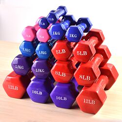 Solid Cast Iron Dumbbells with Rubber Coating, Small Dumbbells for Women, Adults, and Children, Suitable for Home Fitness, Arm Slimming, Yoga, Hexagonal Shape