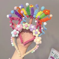 New Spring Flower Twist Cute Lamb Wool Bear Hairband Hair Clip Super Adorable Colorful Cartoon Quirky for Girls