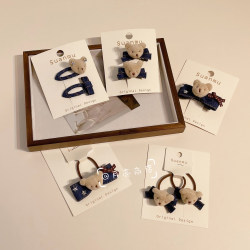 Soft and Cute Cartoon Animal Hair Clips, Bear Side Clips, Duckbill Clips, Retro Student Denim Rhinestone Hairpins, Hair Accessories