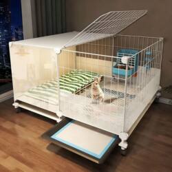 Rabbit Cage with Integrated Urine-Proof Toilet, Large Indoor Pet Rabbit Villa, Special Cage for Guinea Pigs and Hamsters