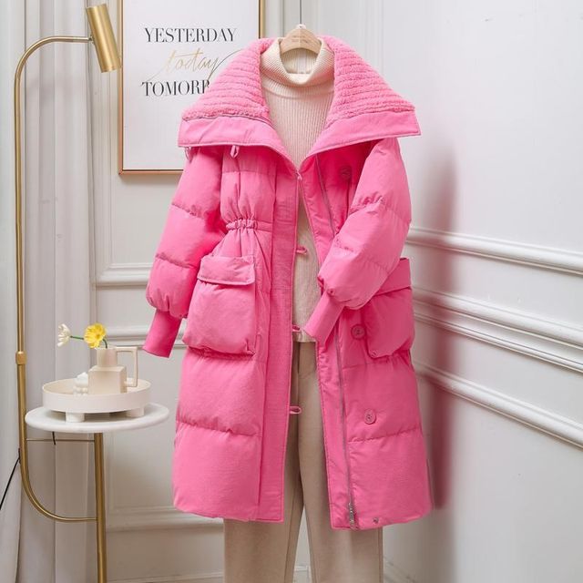 Loose large size fat mm300Jin [Jin equals 0.5 kg] Winter cotton clothing shawl large cotton I- jacket for women's mid-length style over-knee trendy cotton coat