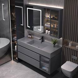 2025 New Light Luxury Rock Integrated Basin Bathroom Cabinet Washbasin Cabinet Combination Bathroom Washbasin Vanity