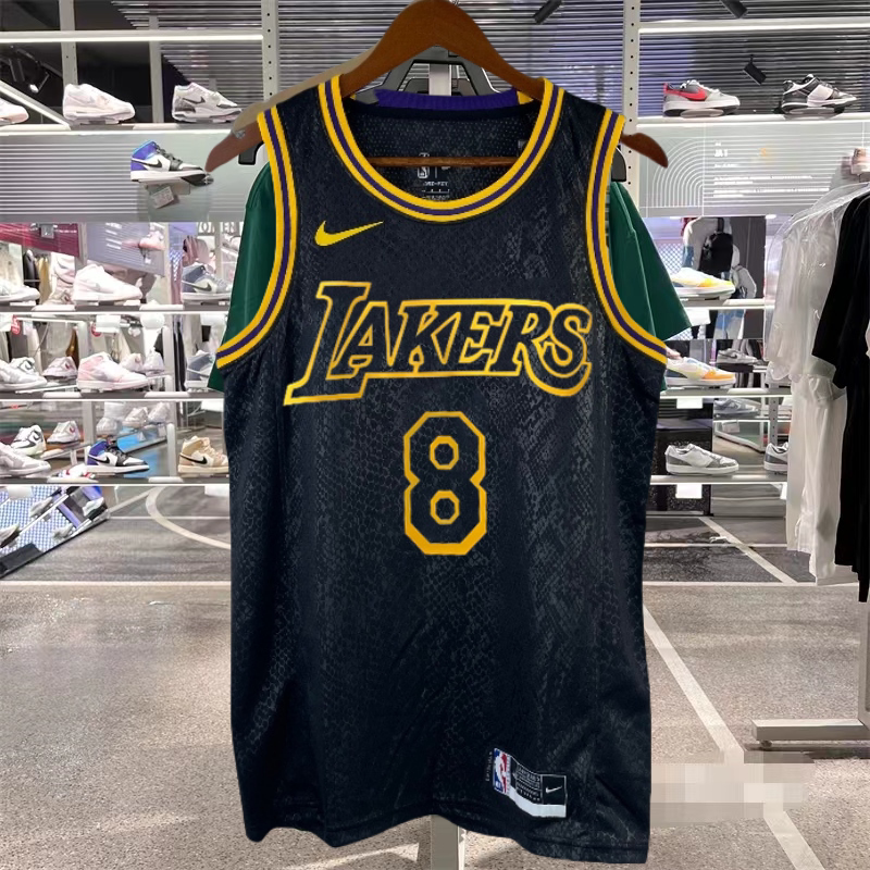 美版 湖人队24号 kobe 科比男子球衣 前8后24篮球服背心蛇纹黑sw