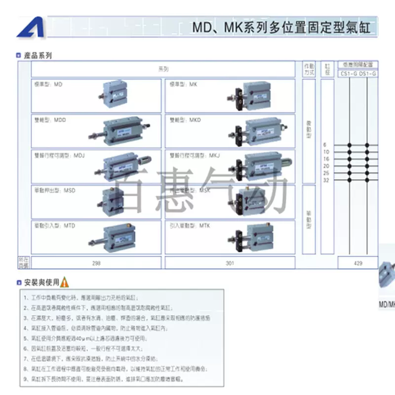 亚德客可调自由安装气缸MDJ25X5X10X15X20X30X35-10S-20S-30S-25S 