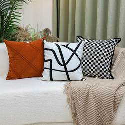 【Time Axis】Off-White and Black Abstract Lines Light Luxury Throw Pillow Sofa Living Room Cushion Nordic Headboard Cushion