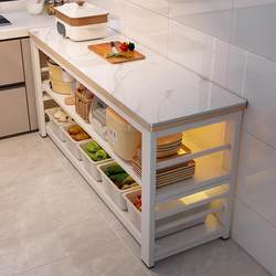Slate Kitchen Storage Rack, Floor-Standing Multi-Layer Storage Narrow Rack, Vegetable Cutting Table, Meal Preparation Workbench, Multi-Functional Sideboard