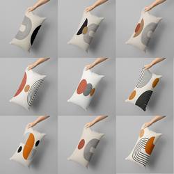 Minimalist Geometric Line Long Pillowcase, Ultra-Soft Throw Pillow, Coffee Color, Living Room, Guesthouse Sofa Cushion Cover, Ins Simple Pillow