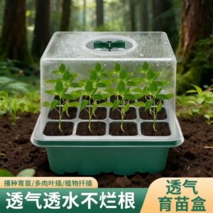 Three -piece set of polynuts and breeding pots to cultivate breeding box moisturizing and breeding seedlings, 12 -hole plastic breeding box lid
