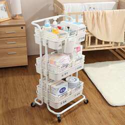 Baby Product Storage Rack, Small Cart, Multi-Layer Mobile Stand for Postpartum Baby, Newborn Snack Storage Rack