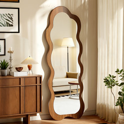Vintage-Style Full-Length Mirror for Home Use, Trendy and High-End, Suitable for Girls' Bedrooms, Instagram-Style Fitting Mirror, Unique-Shaped Dressing Mirror