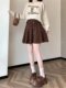 Fat MM pocket design high waist pleated knitted A-line skirt short skirt for women large size loose elastic waist versatile skirt